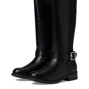 NIB Tommy Hilfiger Kids Hayden Black Knee High Riding Boots Size 2 Buckle Accent